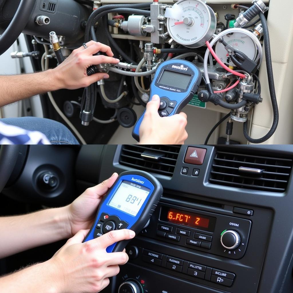 Comprehensive car AC system check by a technician