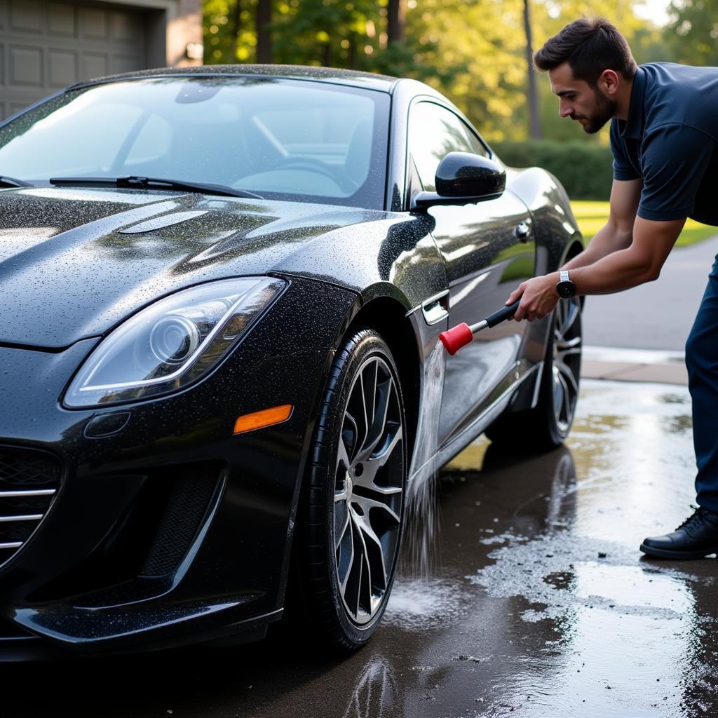 Car After Mobile Body Repair Being Washed