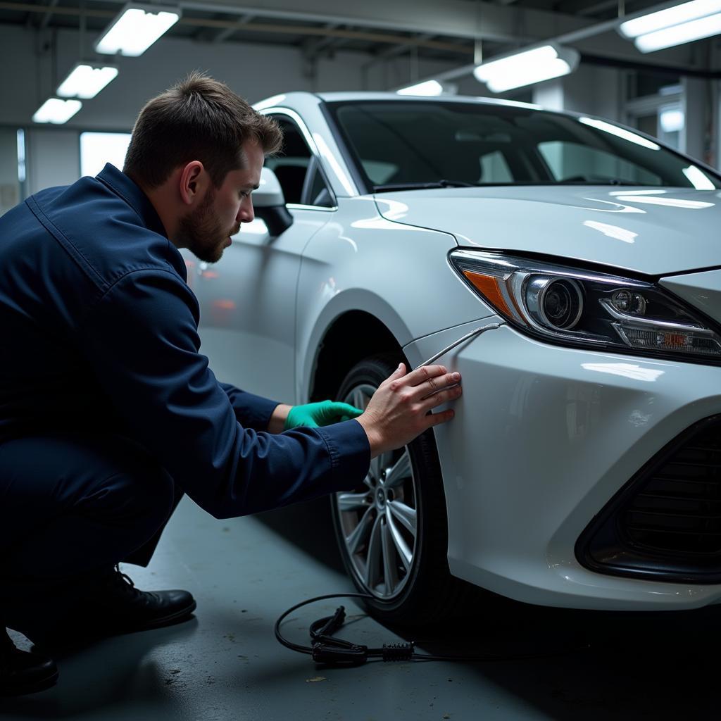 Inspecting a car after repair