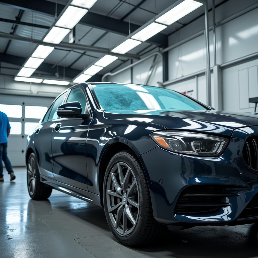 Car Being Professionally Repainted