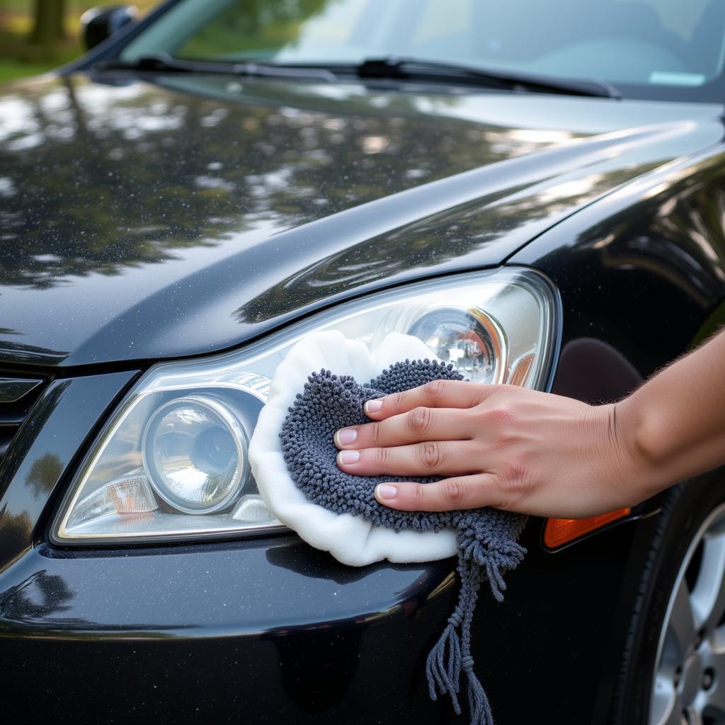 Car Being Waxed to Prevent Paint Damage