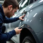 Assessing car body damage in Richmond, Surrey