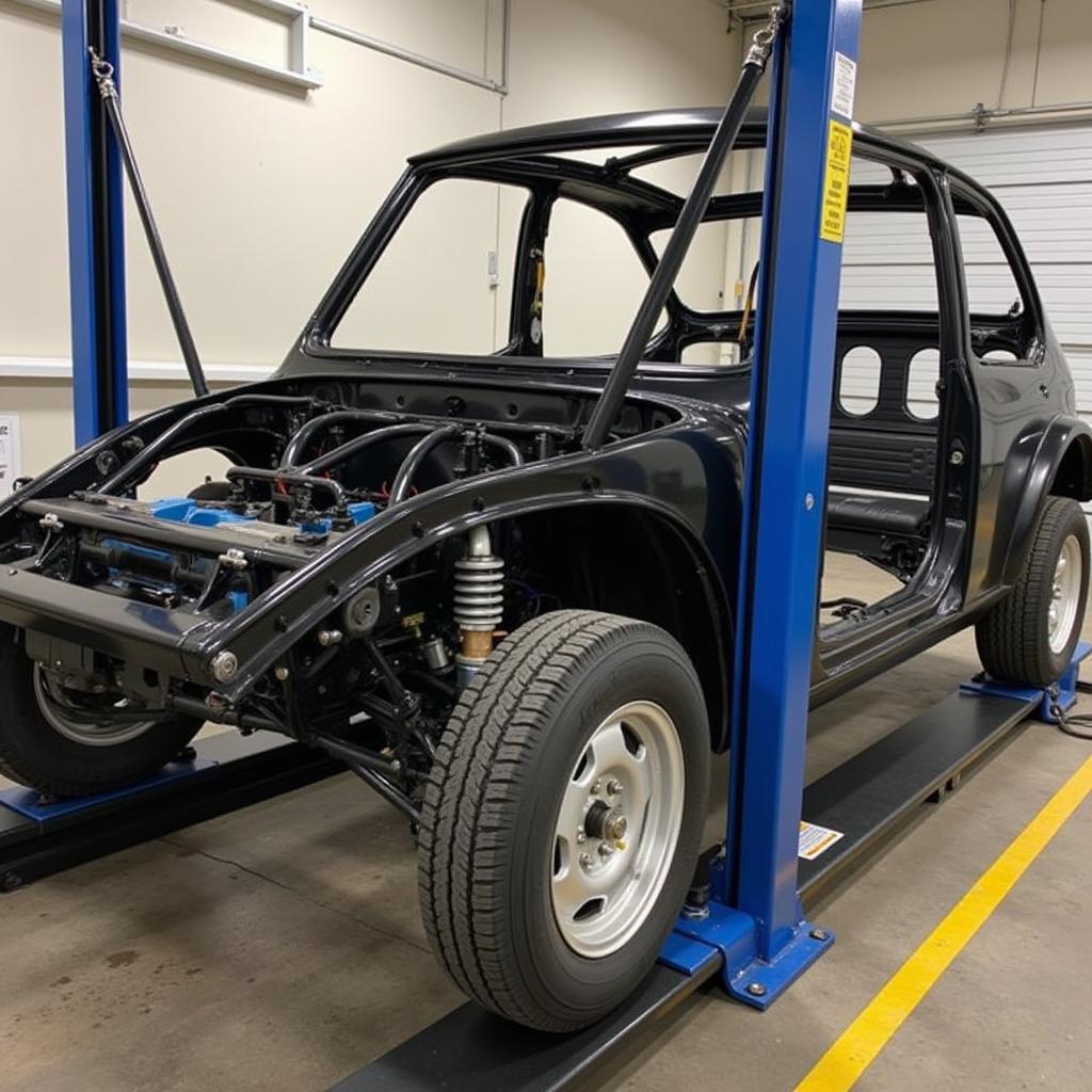 Car Frame Straightening on a Jig