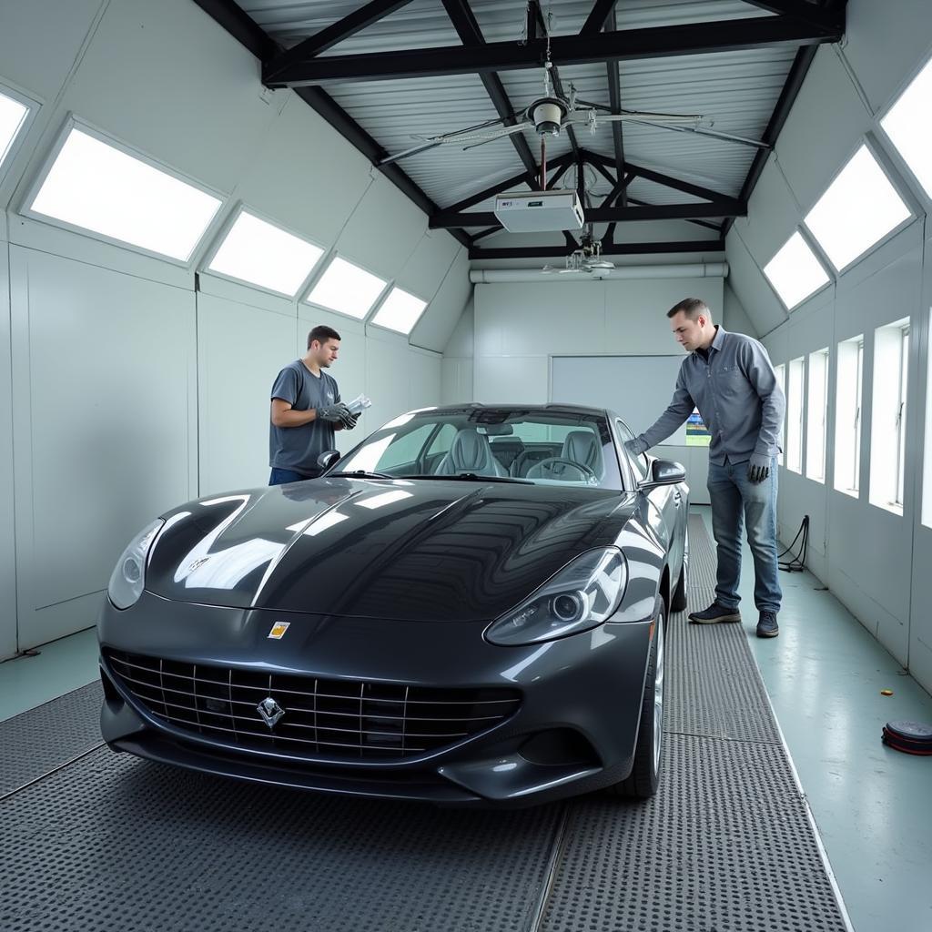 Car paint repair in an Aberdeen body shop