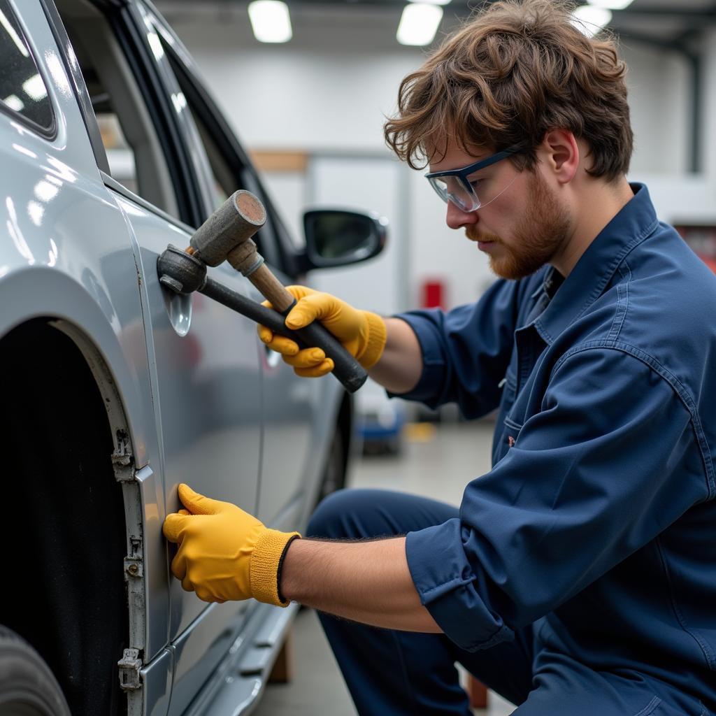 Car Body Repair Apprentice at Work