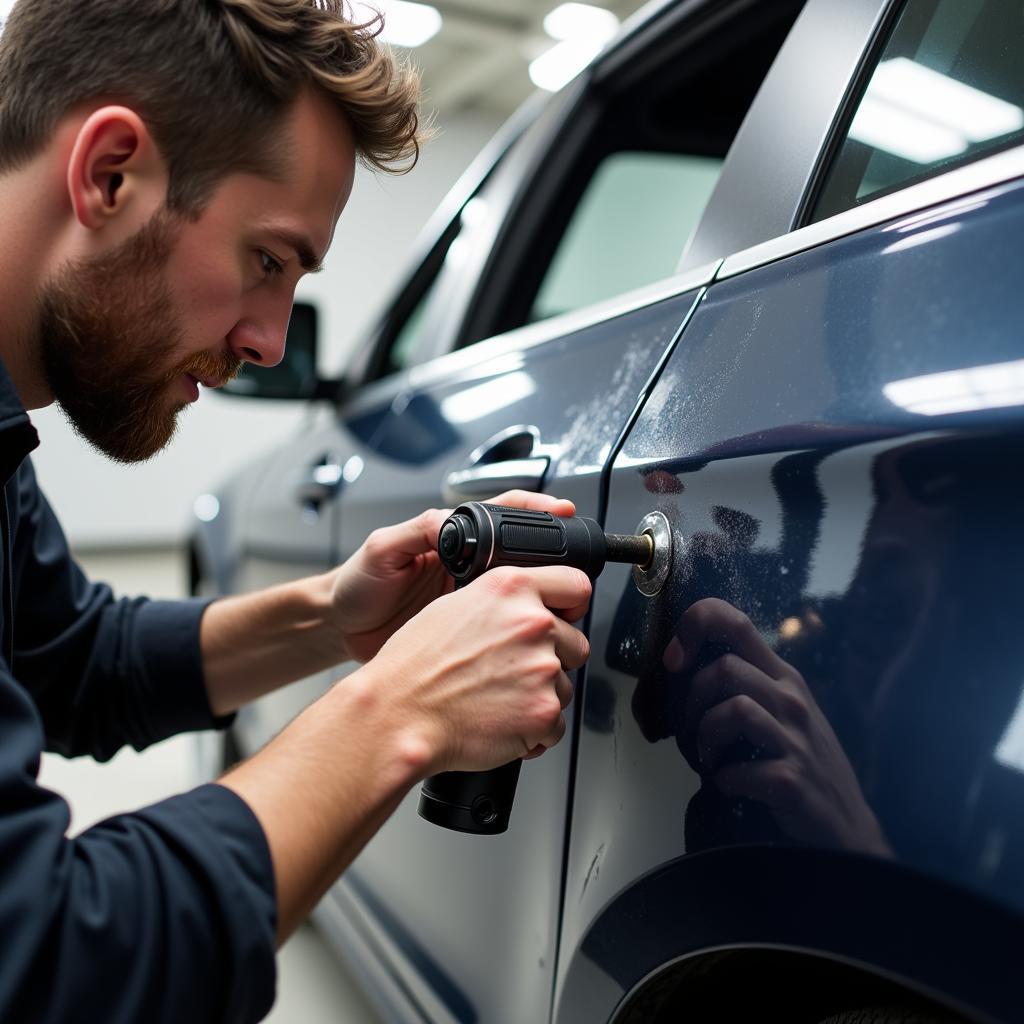 Car body repair Bedwas dent removal process