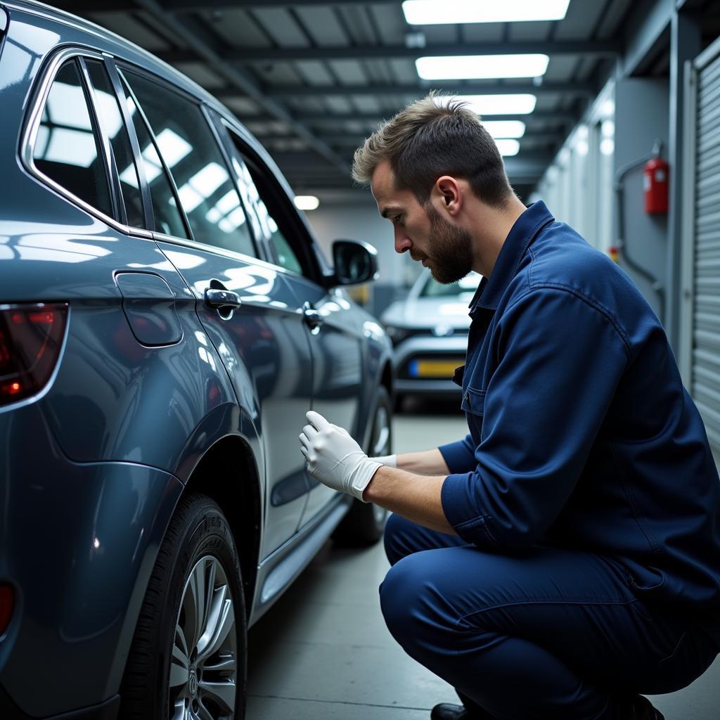 Car body repair quality check in Brixworth before delivery