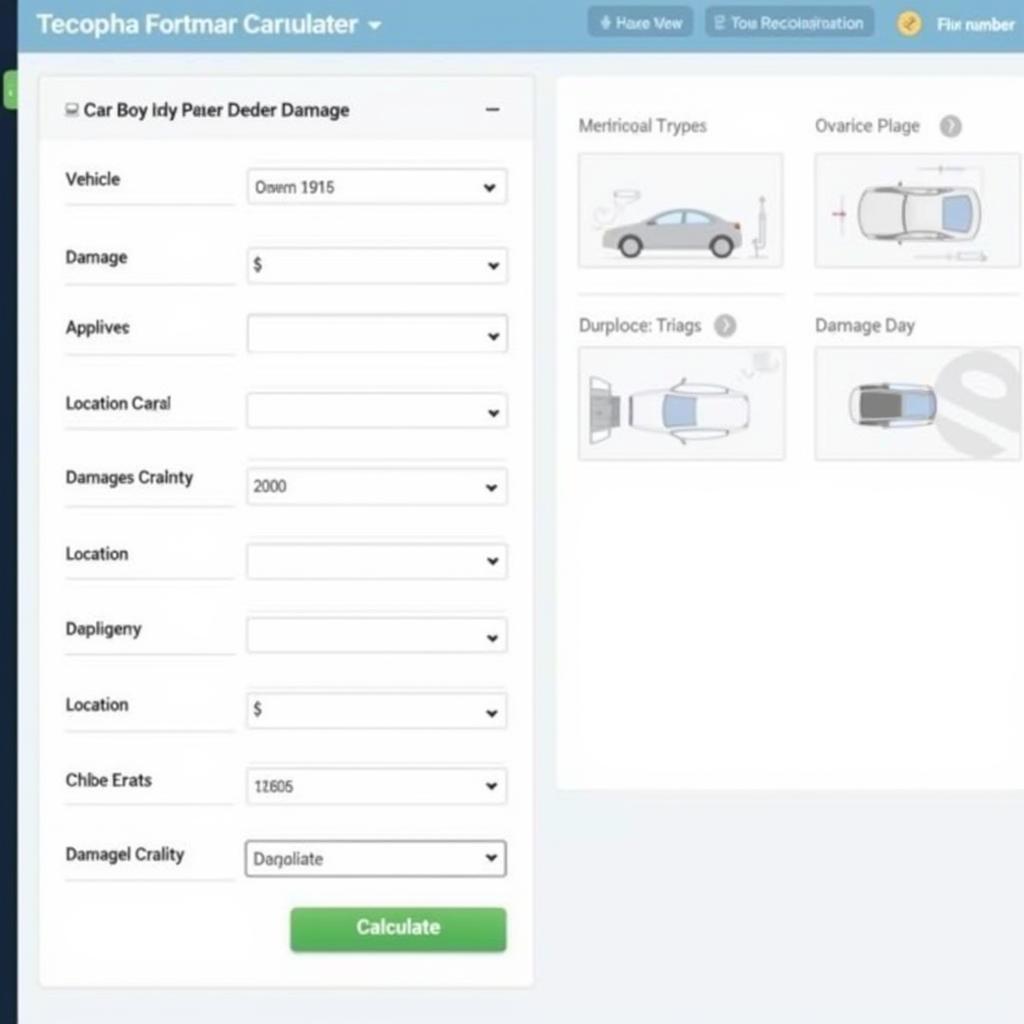 Car Body Repair Calculator Interface