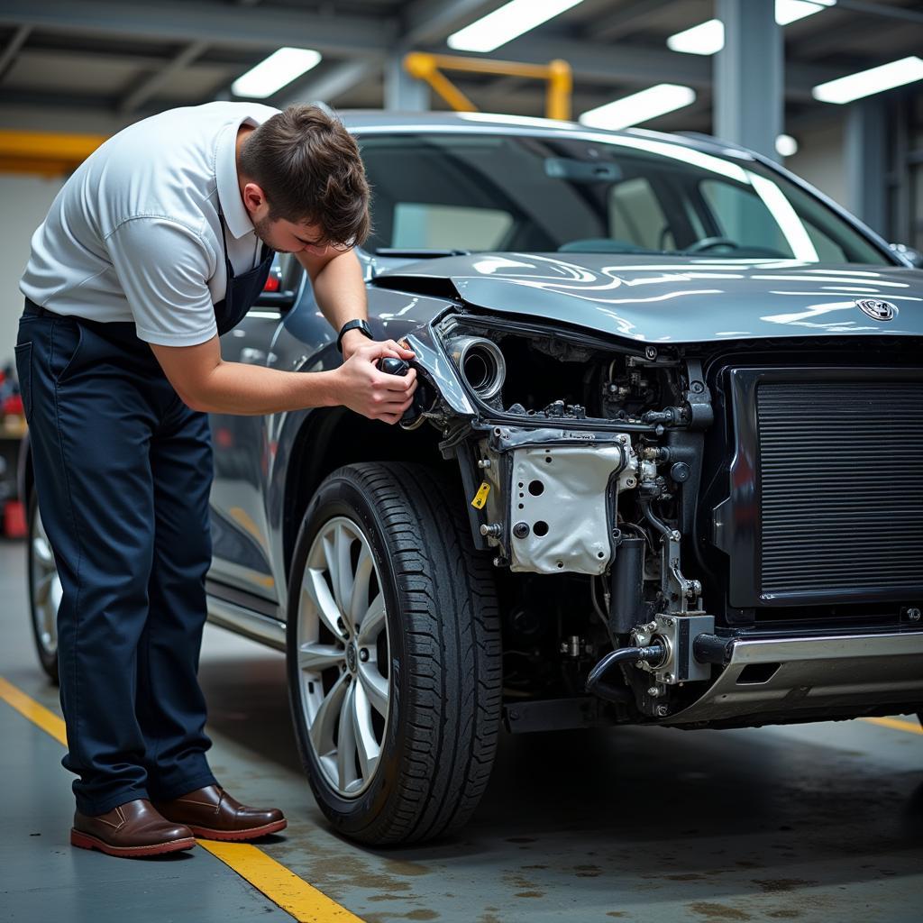 Car Body Repair Process in Progress