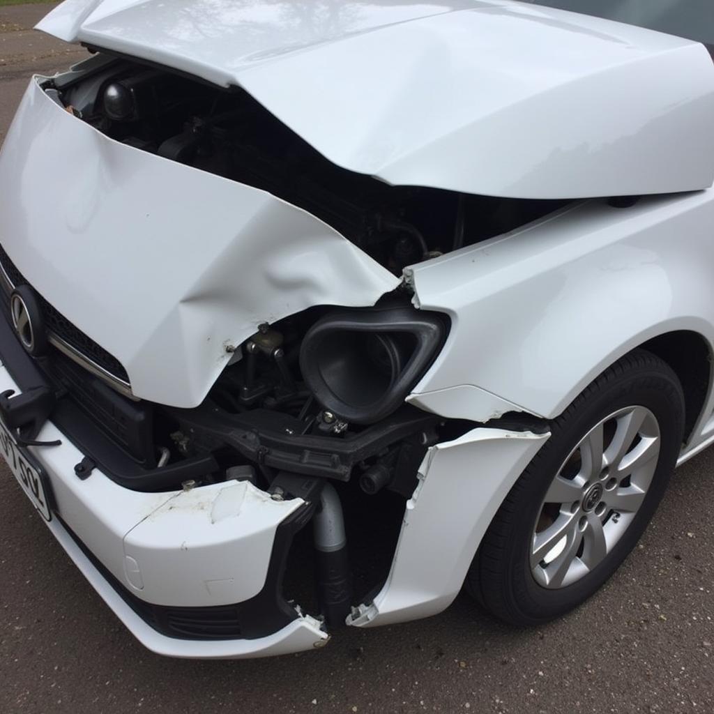 Car with accident damage in Christchurch, Dorset