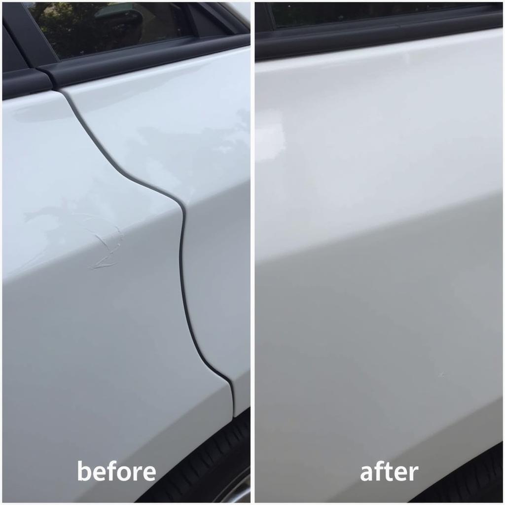 Before and After Car Body Repair Compound Application