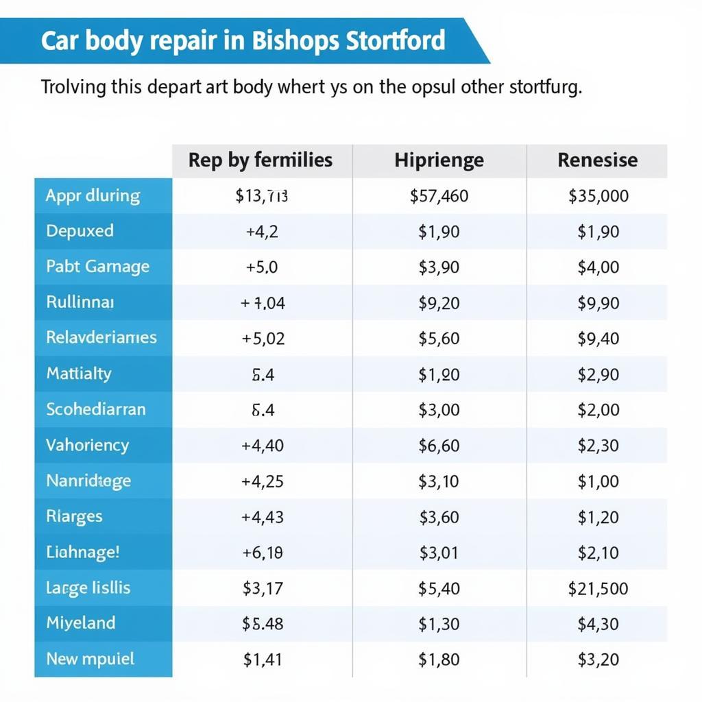 Car Body Repair Cost Comparison in Bishops Stortford