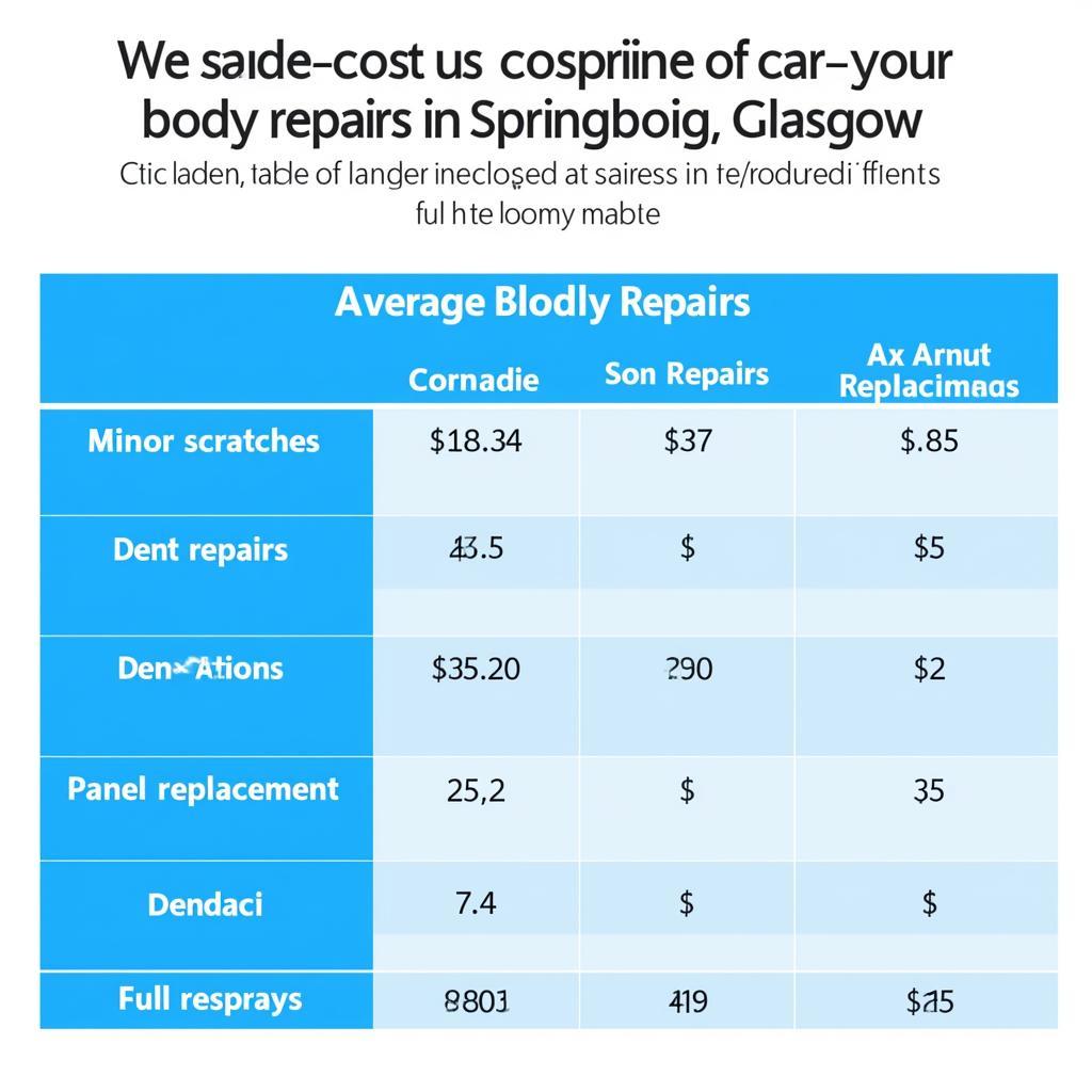 Car Body Repair Cost Comparison in Springboig, Glasgow