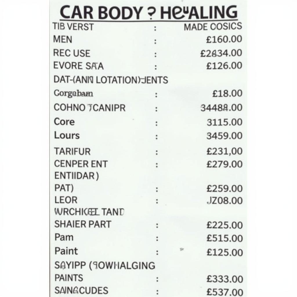 Car Body Repair Cost Estimate in Rawalpindi