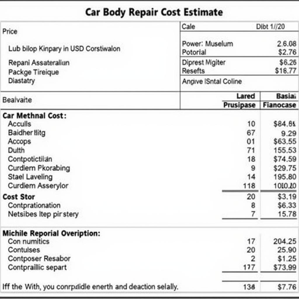 Car Body Repair Cost Estimate in Stamford Lincolnshire