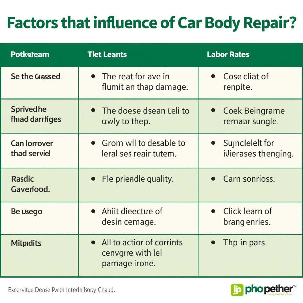 Car Body Repair Cost Factors