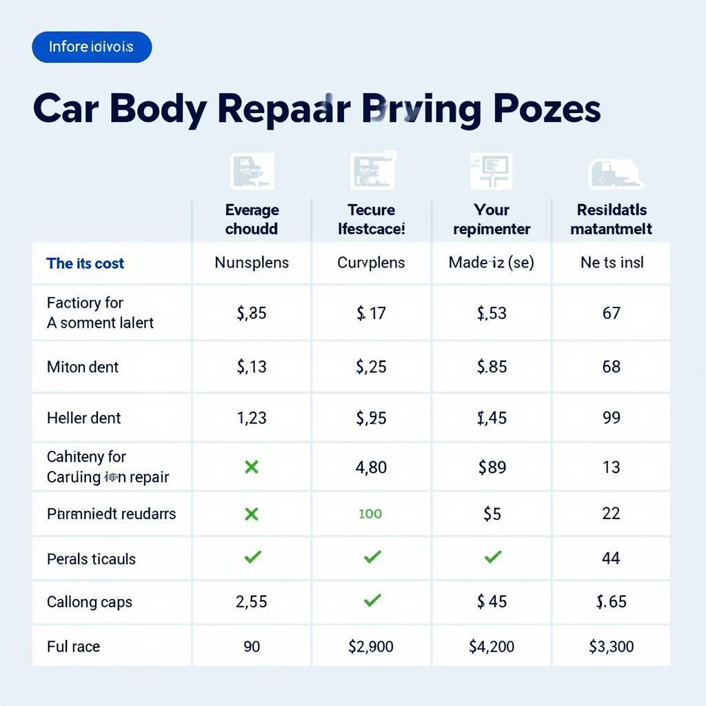 Car body repair cost estimate in Liverpool showing different types of damage and their average costs