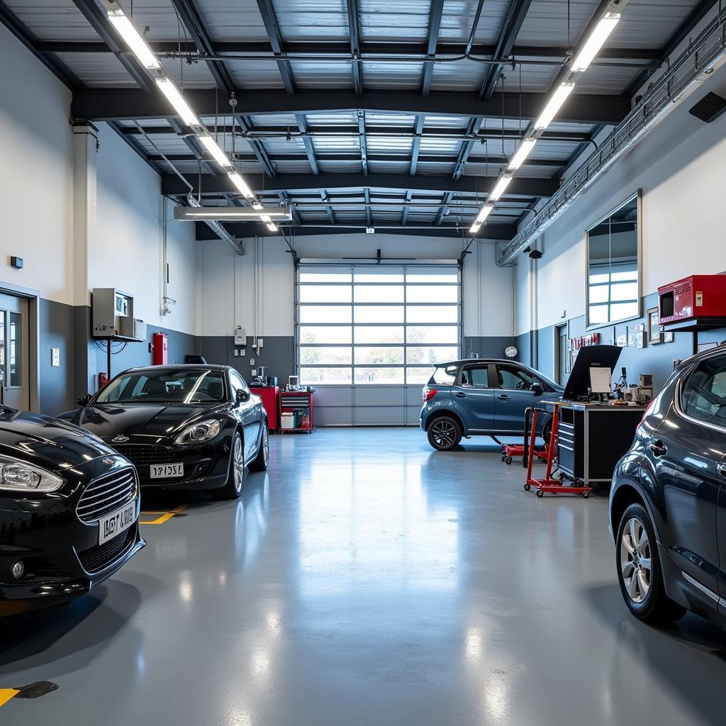 Clean and Organized Car Body Repair Shop Interior