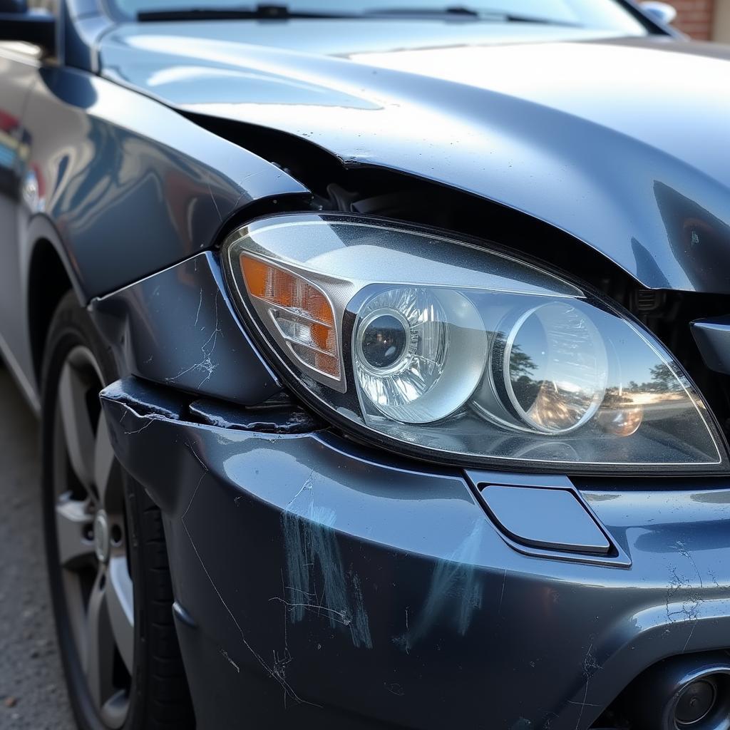 Car with significant accident damage requiring body repair in Dundee