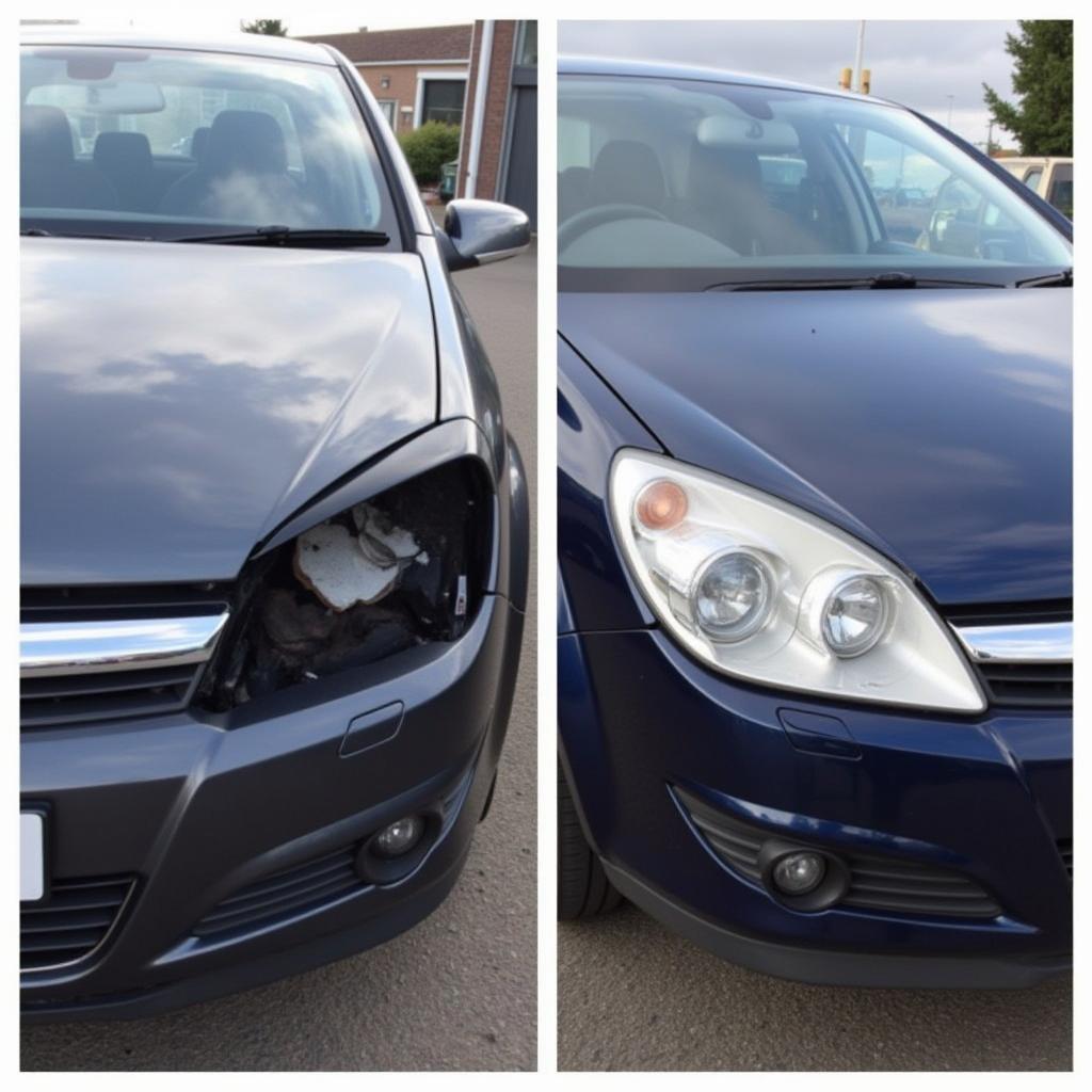 Before and after car body repair in Eastbourne