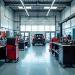 Modern Auto Shop Equipped with High-Quality Car Body Repair Equipment