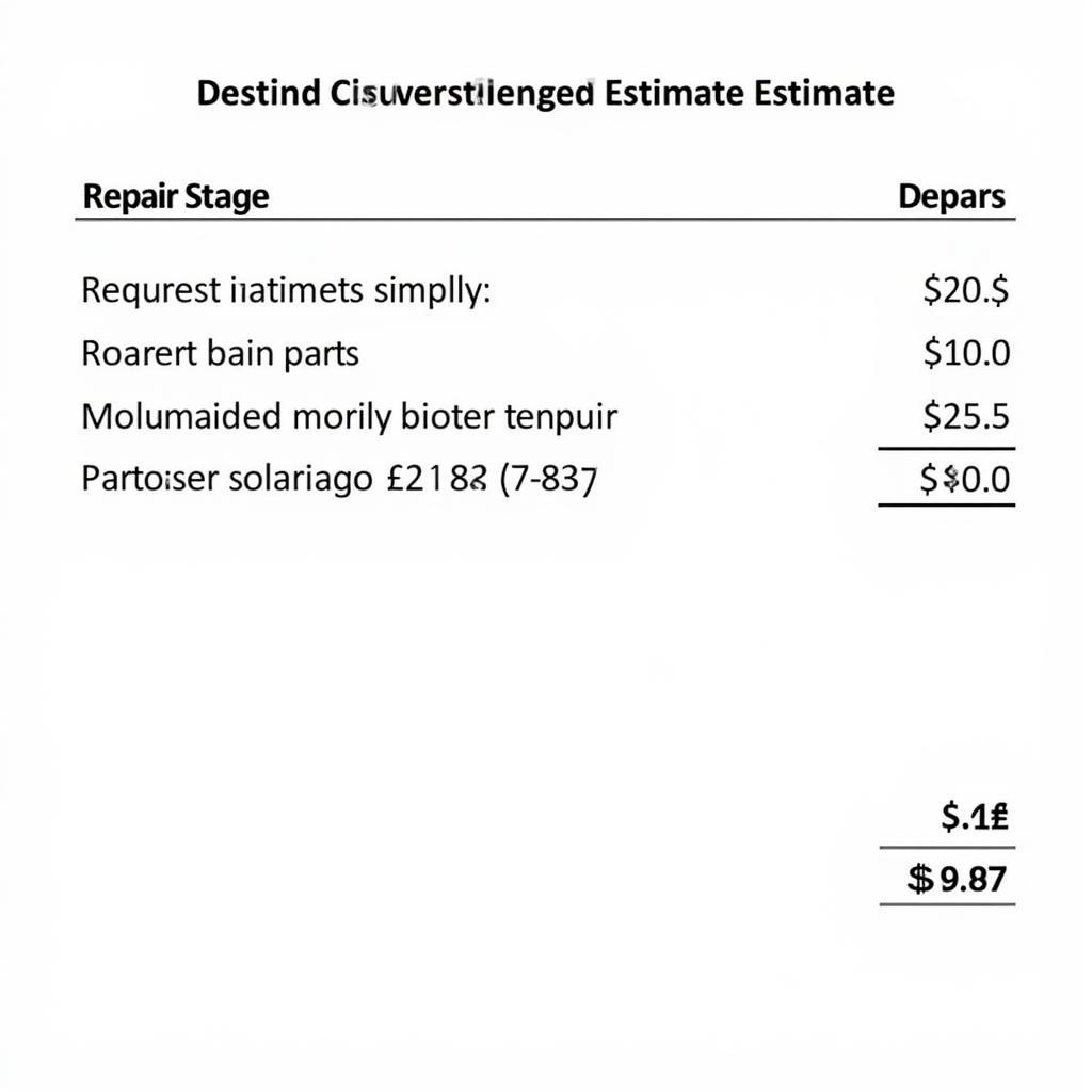 Car Body Repair Estimate Example in Braintree