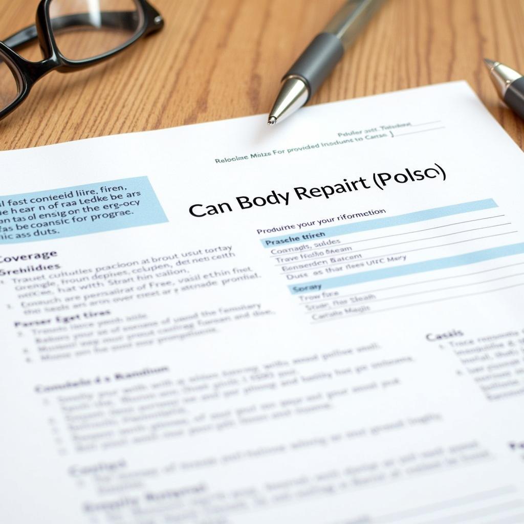 Car Body Repair Insurance Policy Document