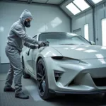 Spray Painter Applying Finish to a Car in Essex