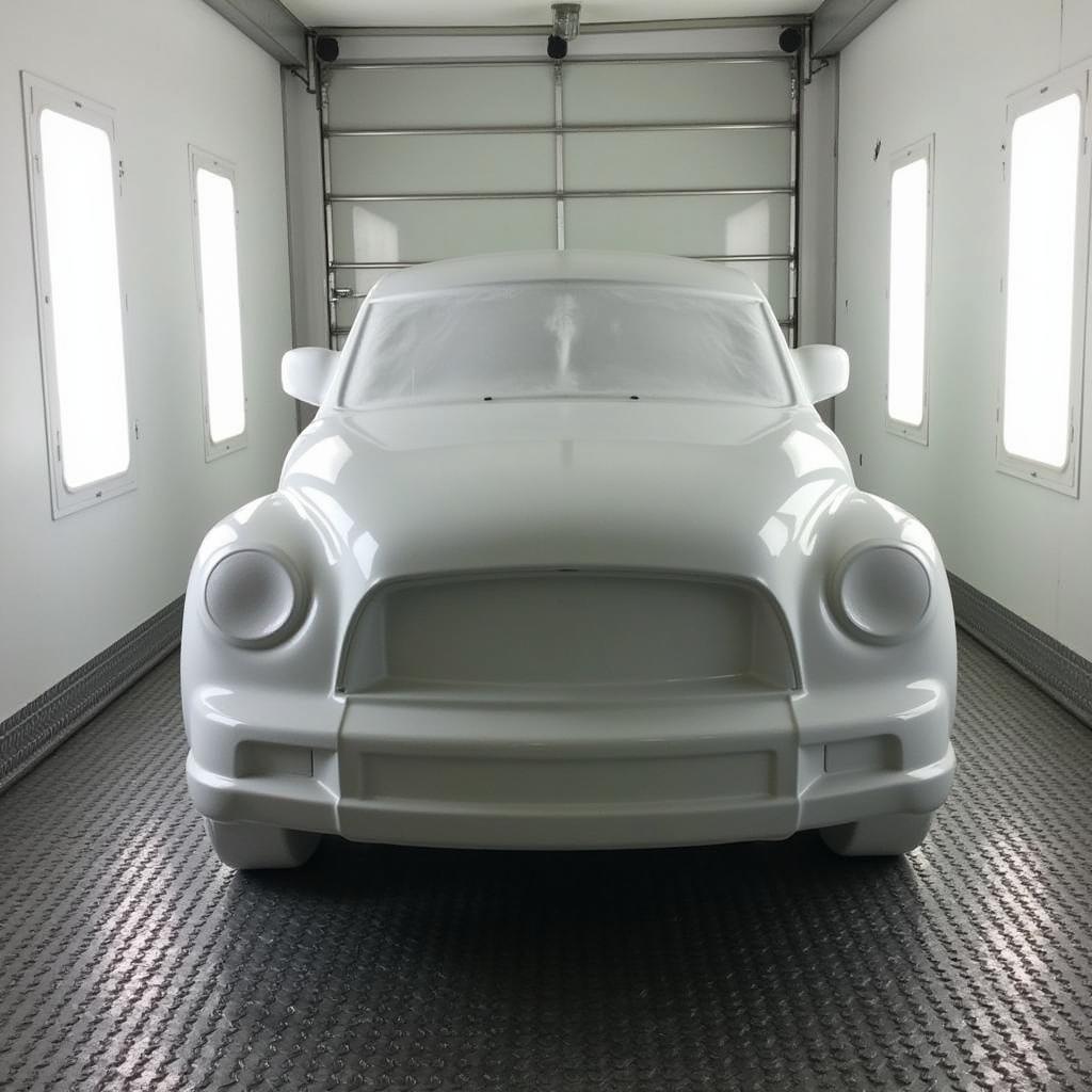 Car paint shop in Mansfield showing a vehicle undergoing a respray