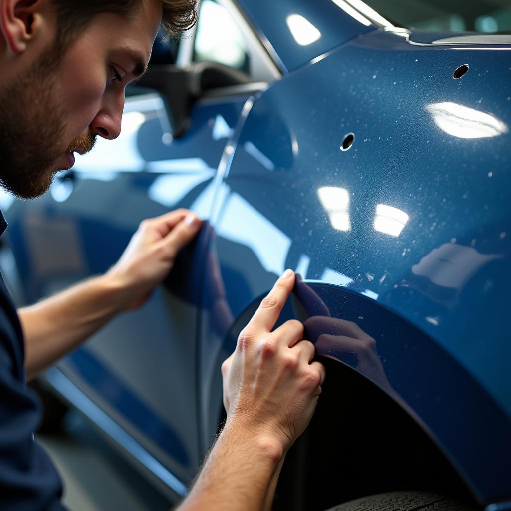 Final inspection of a repaired car in Middleton Manchester