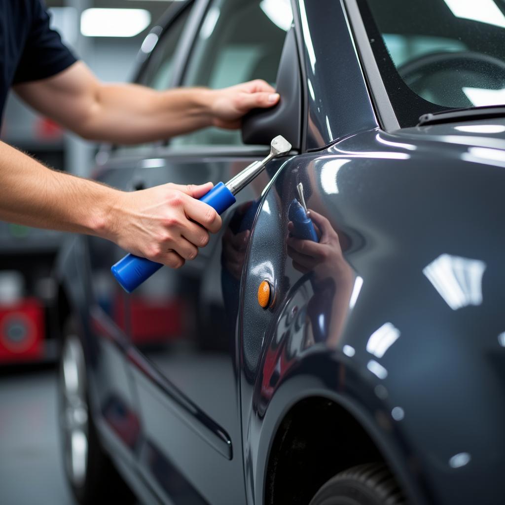 Dent repair on a car in Middlewich