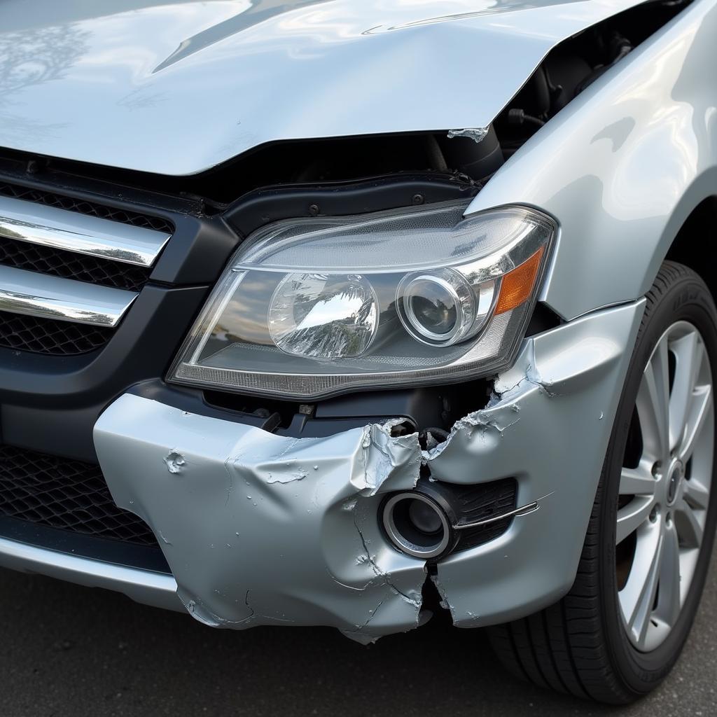 Car body damage after an accident in Newbury