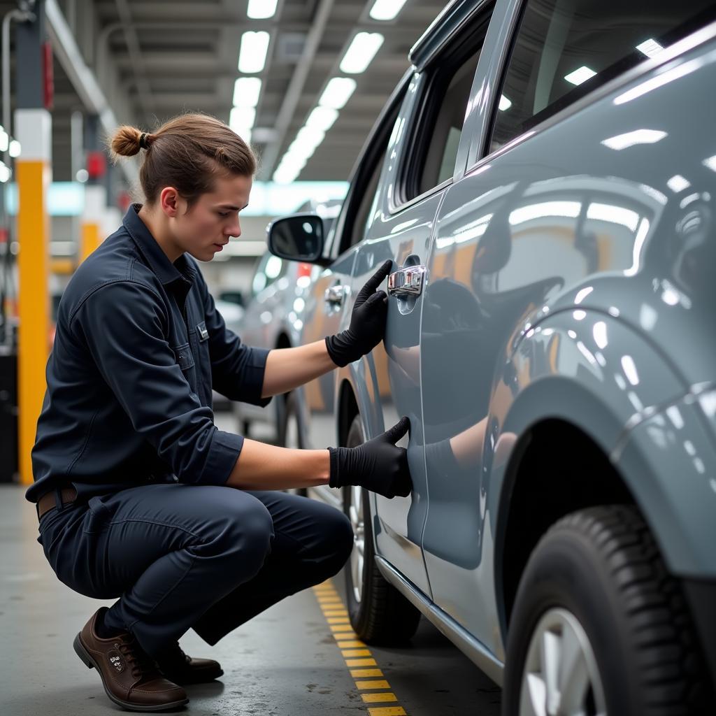 Final Inspection of Car Body Repair in Newbury