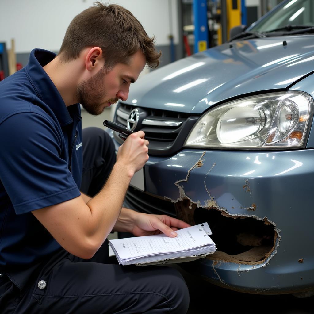 Damage assessment on a car in Northern Ireland