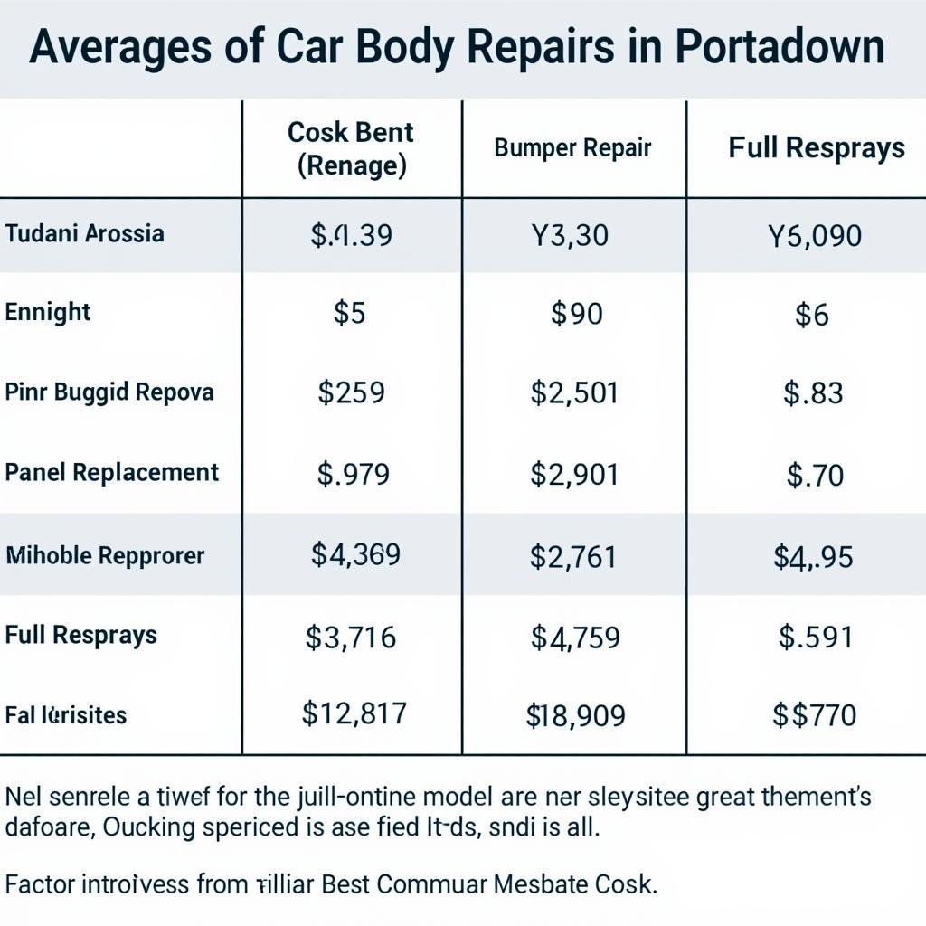 Car Body Repair Cost Comparison