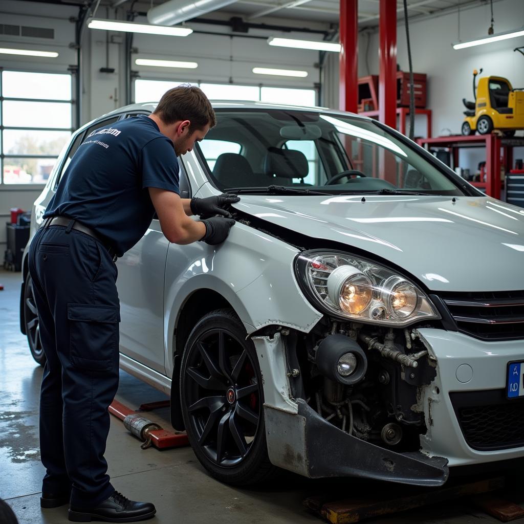 Car body repair process in a Bridgend garage