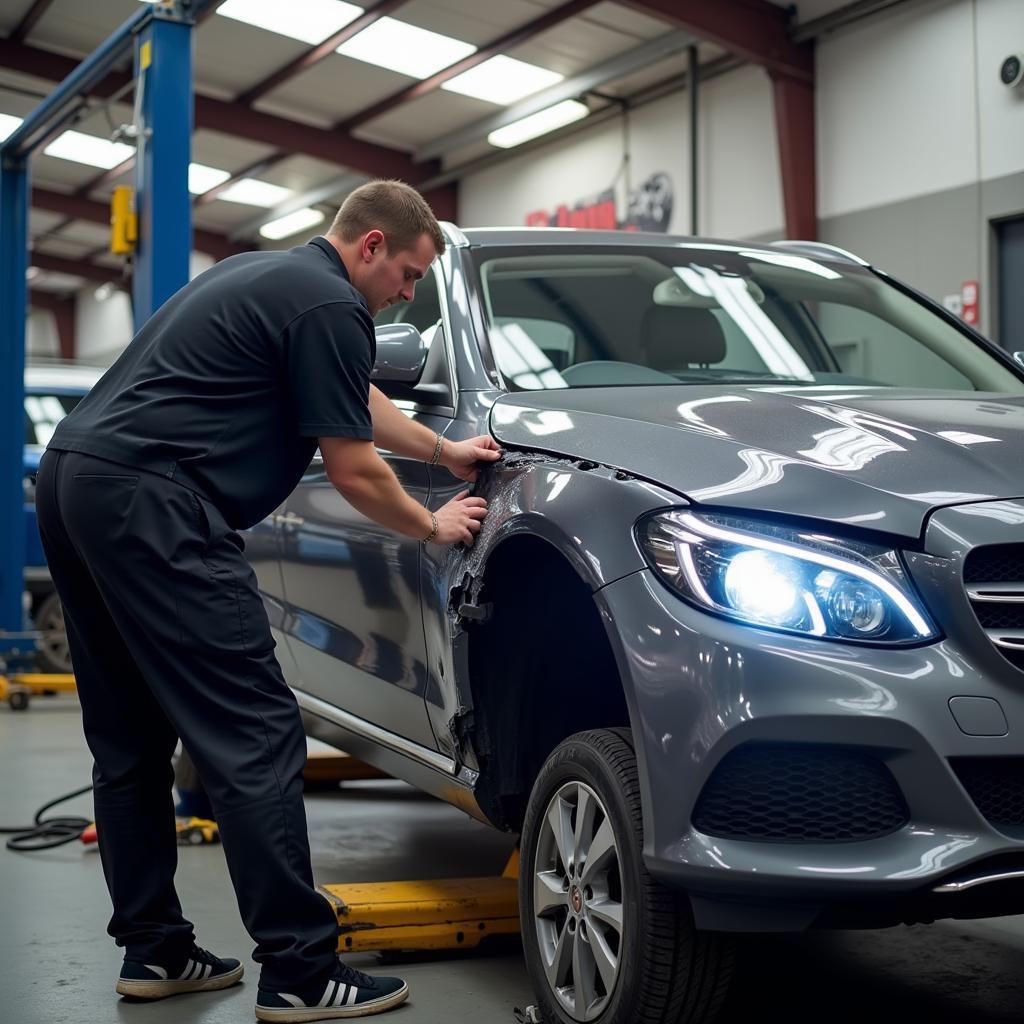 The car body repair process in a Burton on Trent shop