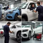 Stages of car body repair process in a Hemel Hempstead workshop