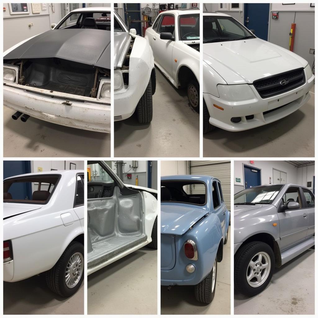 Stages of car body repair in a Kilmarnock workshop