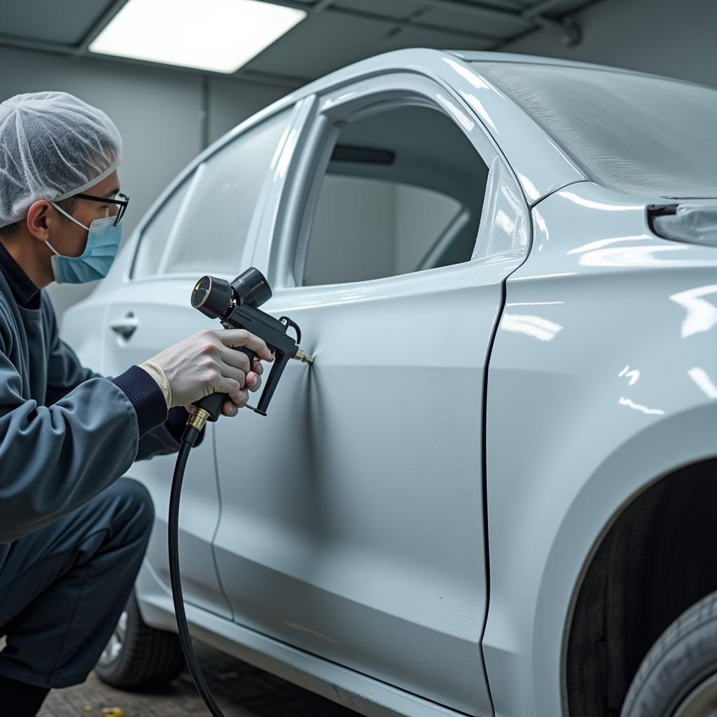 Painting stage of the car body repair process