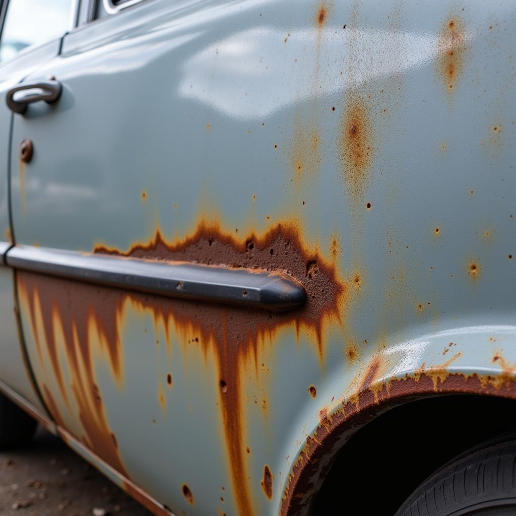 Car Body with Rust Damage from Neglecting Minor Repairs