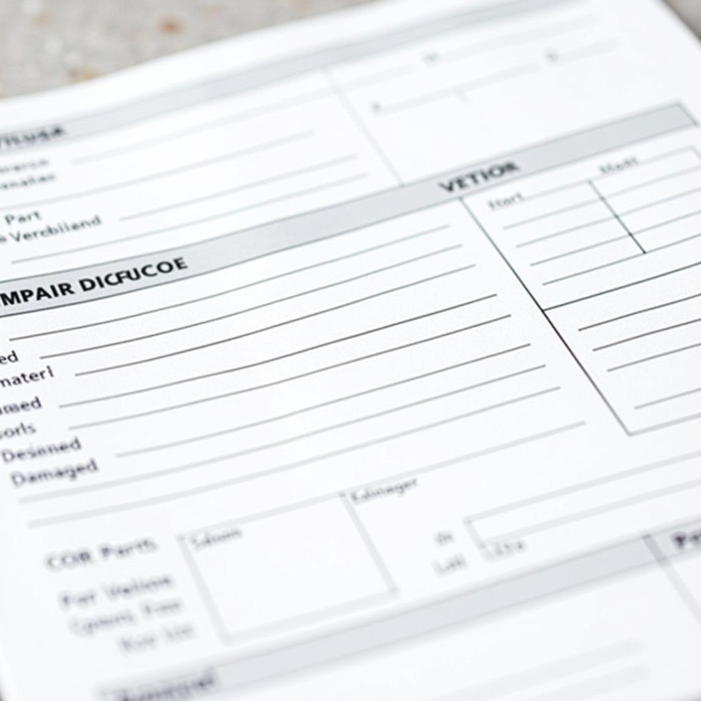 Key Sections of a Car Body Repair Sheet Template