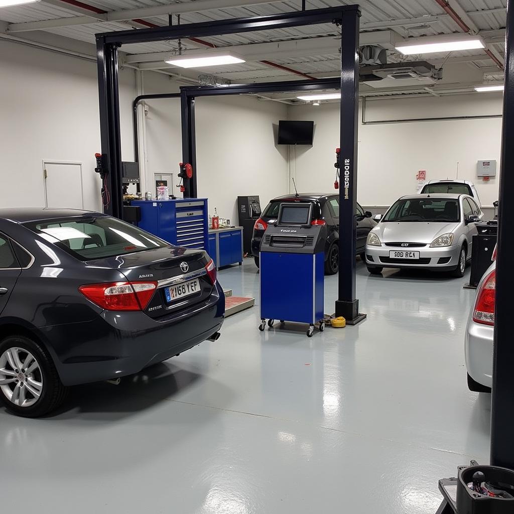 A modern car body repair shop in Banbury with advanced equipment.