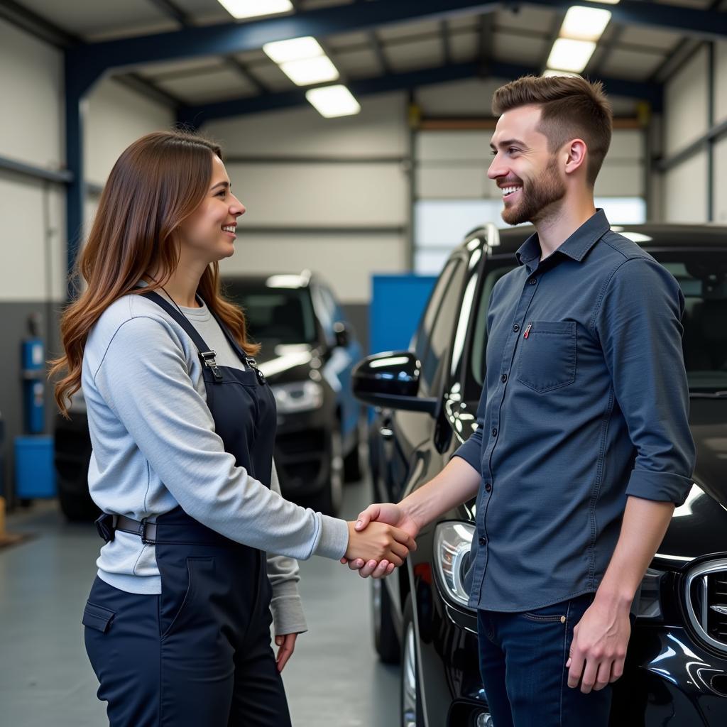 Car Body Repair Shop in Blackburn - Satisfied Customer Receiving Repaired Vehicle