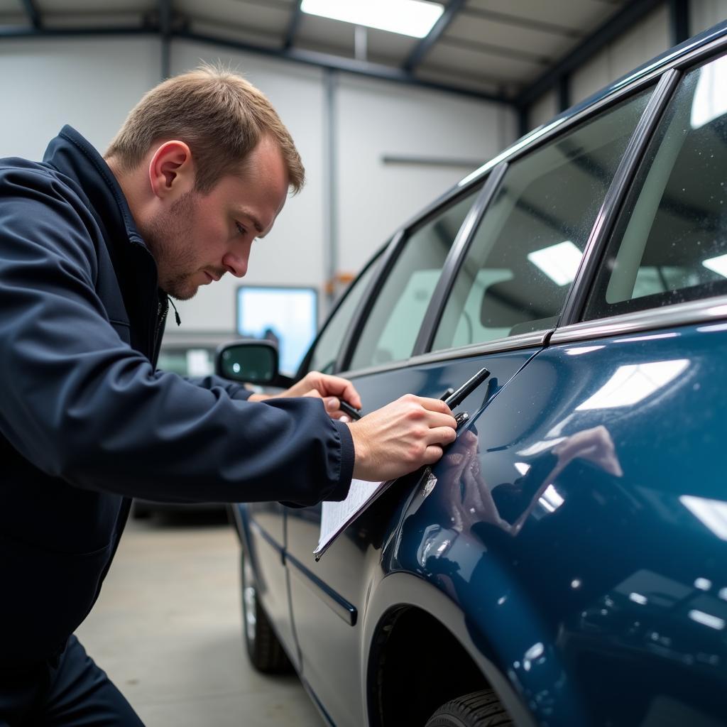 Car body repair assessment in Evesham