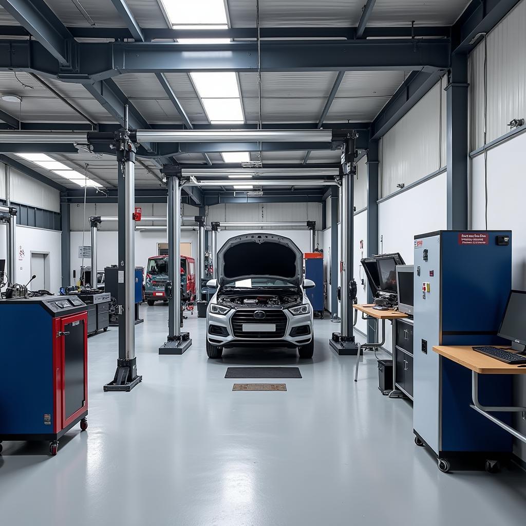 Modern car body repair shop equipment in Galway