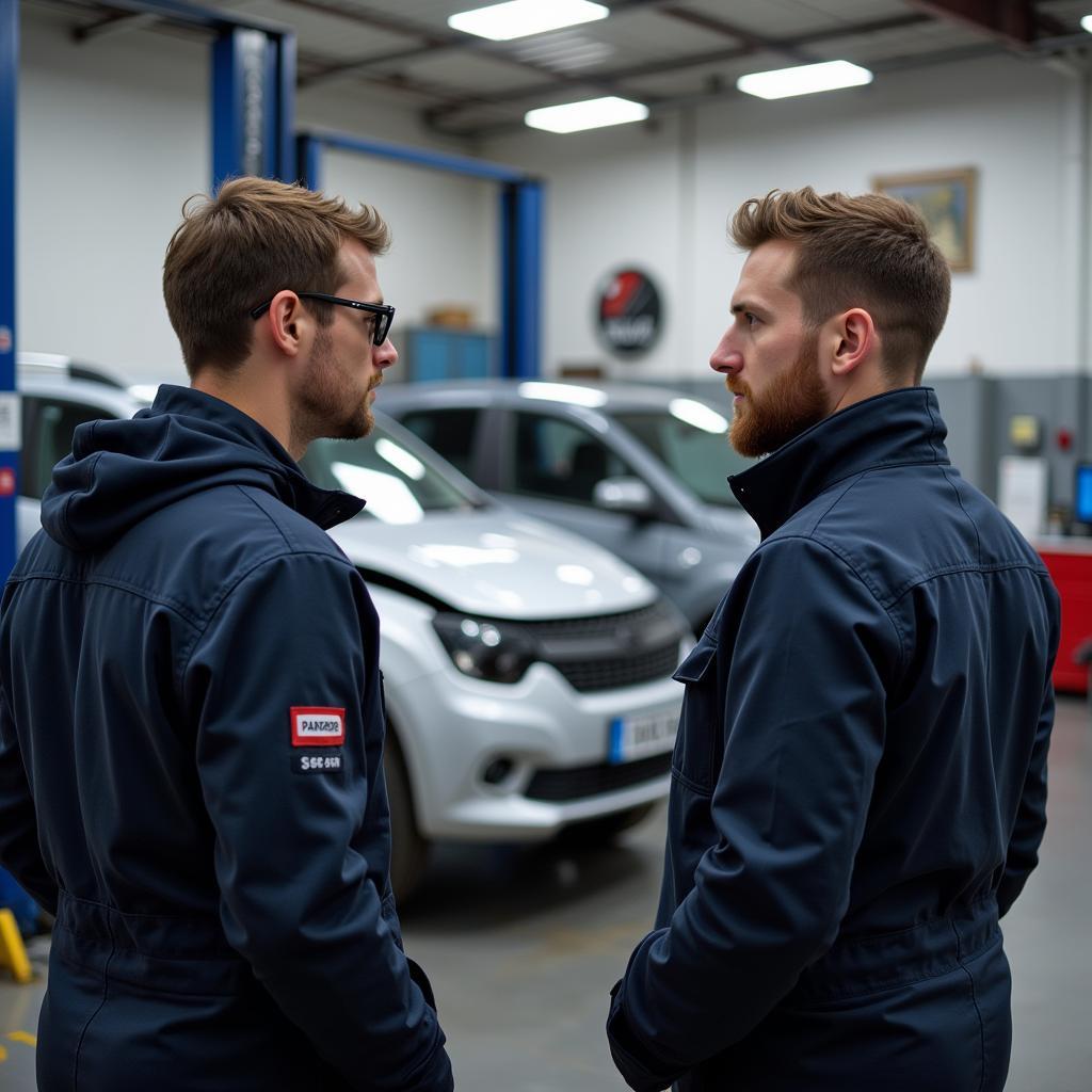 Inspecting a car body repair shop in Stocksfield Newcastle