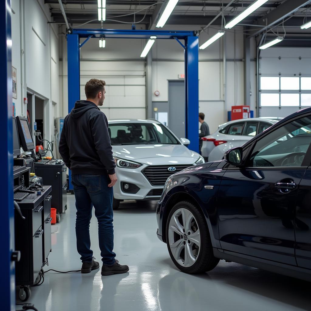 Inspecting a Car Body Repair Shop