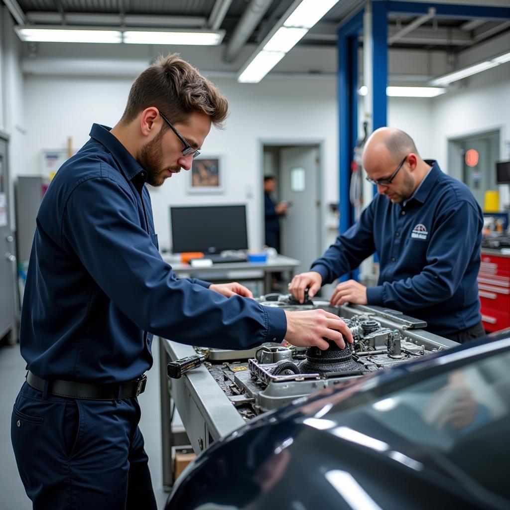 Certified Technicians in a Kitchener Car Body Repair Shop