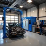 Modern Car Body Repair Equipment in a Mochdre Shop